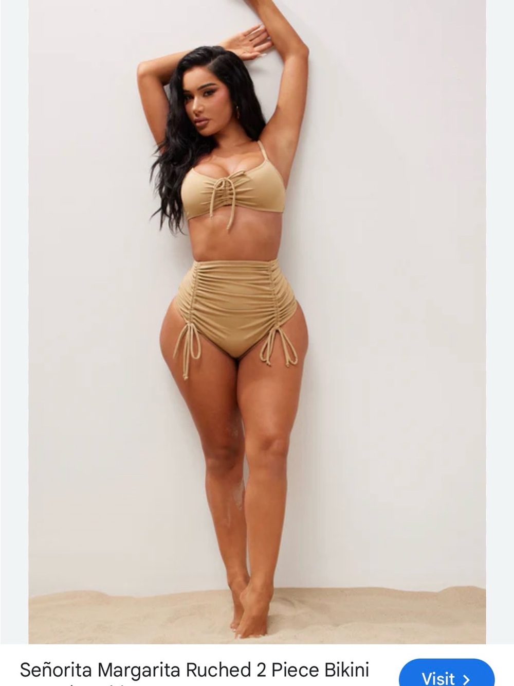 Fashion Nova Tan Ruched 2-Piece Bikini Set